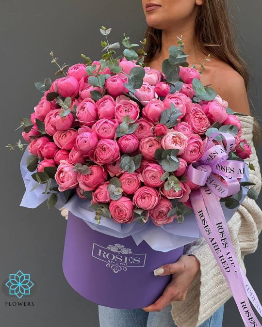 Pink roses in a box